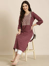 Women Maroon Geometrical Straight Kurta-AT-A1080-K-Maroon