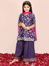 Girls Floral Printed Angrakha Cotton Kurta & Sharara with Dupatta Set