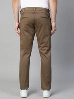 Genips Men's Beige Brown Stretch Caribbean Slim Fit Solid Trousers