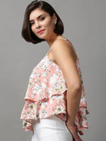 Women's Pink Printed Top-AE-10448-Peach