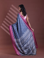 Grey Silk Soft Saree With Paisley Print-MA60BSL01400042