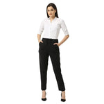 Smarty Pants Women's Cotton Lycra Ankle Length Black Formal Trouser-SMPT-886A-S