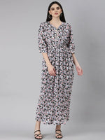 Women Multi Floral Maxi Dress-8I-7135-Multi