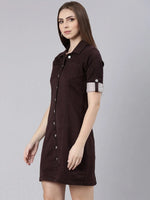 Women Violet Solid Shirt Dress-LT-10175-Violet