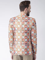 Hangup Men Standard Printed Men Formalwear-D345ButtonBlazer