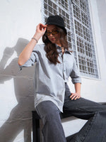 Women Grey Poplin Shirt