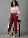 Women's Burgundy Solid Cigarette Trouser-AL-001-Burgundy