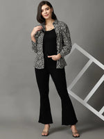 Women's Black Printed Shirt-AE-10363-Black