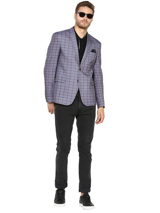 Hangup Men Standard Checkered Men Formalwear-D14CheckBlazer