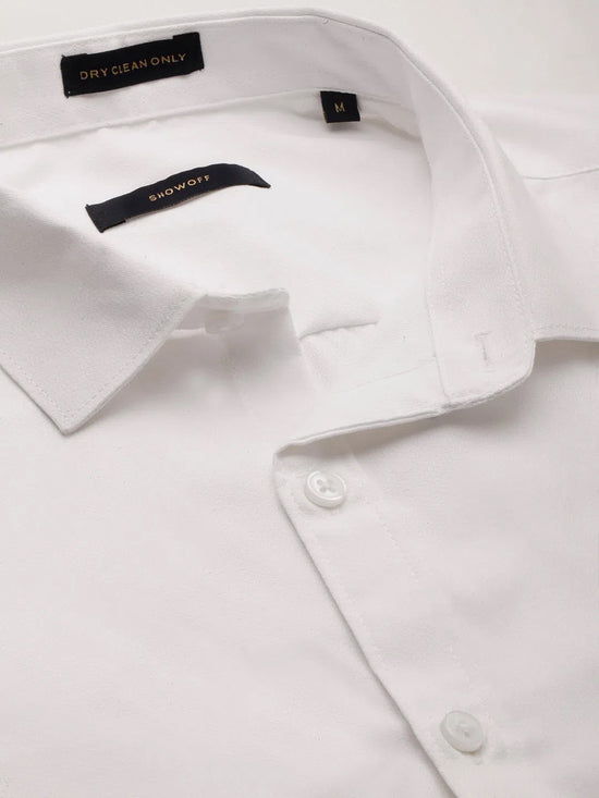 Men White Solid Shirt-RAYMONDSDOBBY-263-White