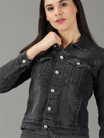 Women's Grey Solid Open Front Jacket-GZ-5534-Grey