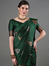 Saree Mall Women's  Blend Green Woven Design Designer Saree With Blouse Piece-15PAKHI1602