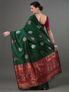 Saree Mall Women's  Blend Green Woven Design Designer Saree With Blouse Piece-15PAKHI1604