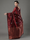 Saree Mall Women's  Blend Maroon Woven Design Designer Saree With Blouse Piece-15PAKHI1607