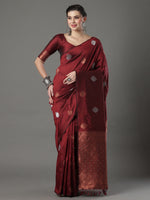 Saree Mall Women's  Blend Maroon Woven Design Designer Saree With Blouse Piece-15PAKHI1607