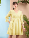 Women Lemon Yellow Schiffli Shift Dress