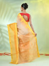 Beige Cotton Handwoven Saree With Zari Borders-MA66CT431820065