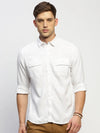 Men White Solid Shirt-ANAH-1677-White