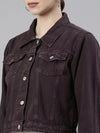 Women Violet Solid Denim Jacket-GZ-5598A-Violet