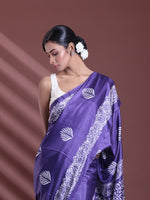 Navy Blue Silk Soft Saree With Texture Print-MA60BSL01400057