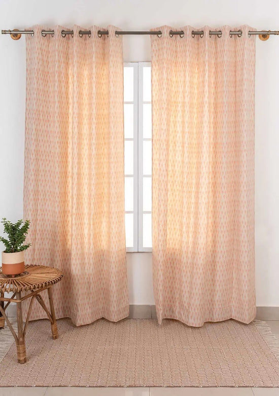 Chenab 100% cotton ethnic curtain for living room - Room darkening - Beige - Pack of 1-230823132