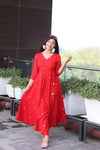 Navyaa Women's Viscose Embroidered Angarkha Kurta Pant With Dupatta-Me77-red