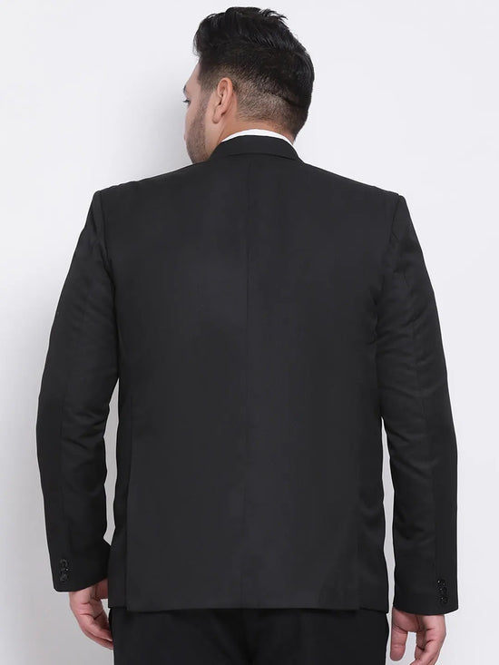 Hangup Men Standard Solid Men Formalwear-2ButtonBlack_Blazer