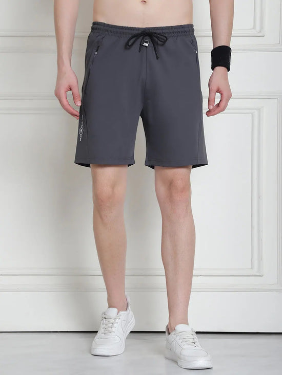 Venitian Men Cotton Printed Grey Shorts