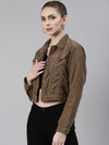 Women Khaki Solid Tailored Jacket-IM-10605-Khaki