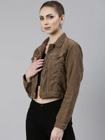 Women Khaki Solid Tailored Jacket-IM-10605-Khaki