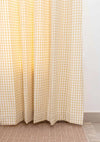 Gingham Woven 100% cotton geometric curtain for living room - Room darkening - Ivory - Pack of 1-230823163