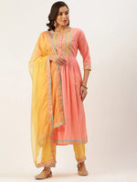 Women's Pink Solid Kurta Sets-GW-2422-Pink