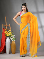 Yellow Mul Cotton Soft Saree With Embroidered Borders-MA62MCT33990004