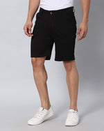 Solid Stretchable Shorts with 3 pockets-Black