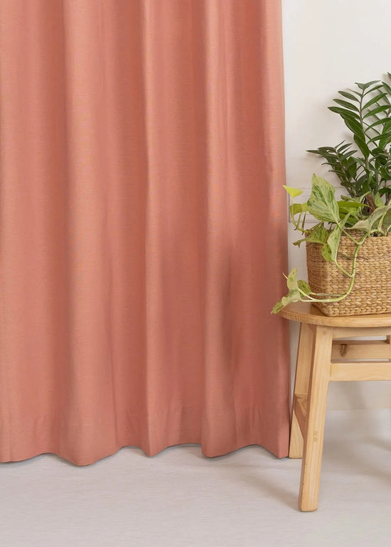 Solid Rust 100% cotton plain curtain for bedroom - Room darkening - Pack of 1-230422082