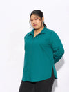 Women Turquoise Blue Poplin Shirt