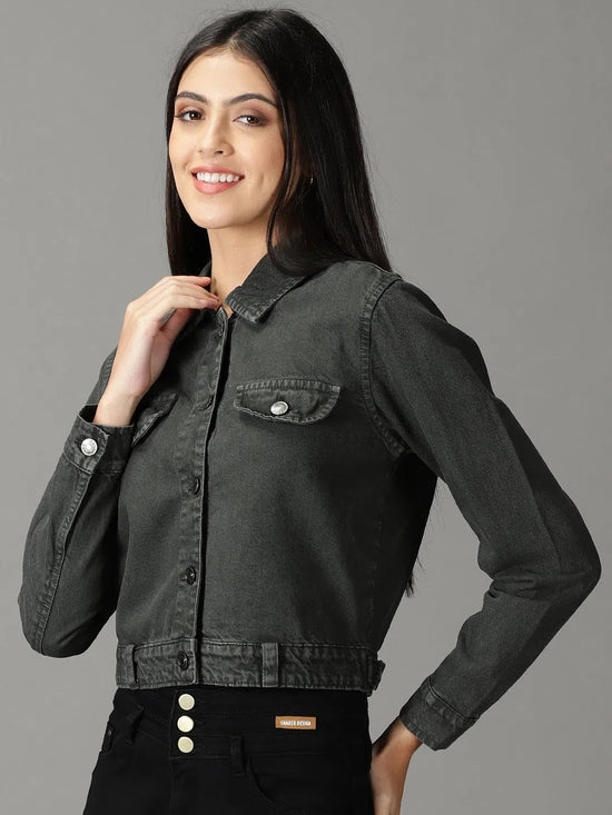 Women's Grey Solid Open Front Jacket-LT-JKT-10484-Grey