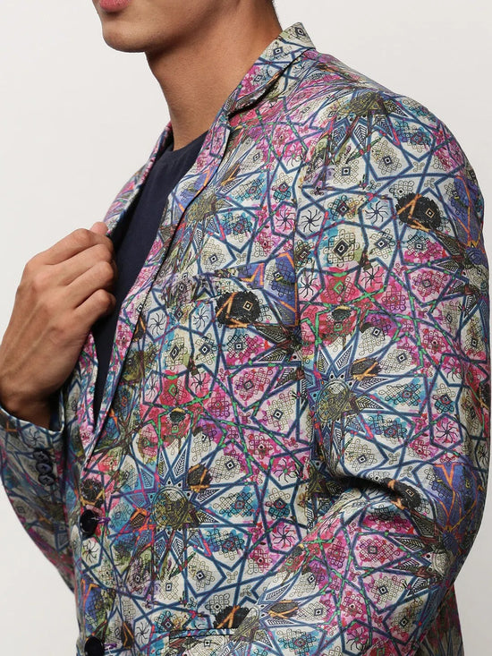 Men Multi Printed Casual Blazers-SOBLZ-082-15-Multi