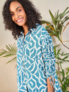 Women Teal Abstract Print Shirt With Cargo Pants