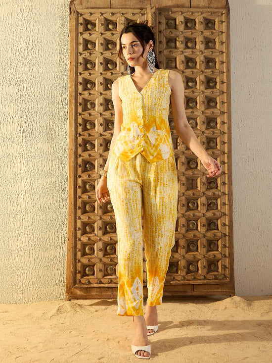 Waist Coat and Pants in Yellow Tie & Dye-TP0550TD23