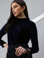 Women's Solid Navy Blue Top-AE-10189-Navyblue