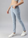 Women's Blue Solid Denim Slim Jeans-GZ-5126A-Blue