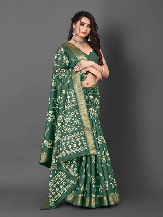 Saree Mall Women's Dola  Green Printed Designer Saree With Blouse Piece-UNVRSE05B