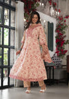 Pink Floral Printed Rayon Kurta, Pant And Dupatta Set With Mirror & Thread Work-J4839PINK_OF