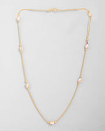 Gold Plated Chain with White Hand Crafted Beads-VOJ419