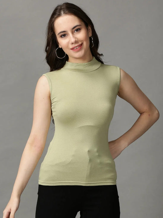 Women's Olive Solid Tank Crop Top-AE-10491-Olive