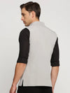 Men Grey Mandarin Collar Solid Nehru Jacket-AK-2250-7-Grey