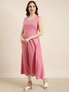 Women Anarkali Pink Embellished Kurta Comes with Dupatta & Detachable Inner Lining-UB-2449-Pink