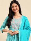 Women's Blue Tie Dye Kurta Set-GW-519-Turquoiseblue