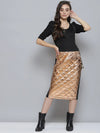 Copper Mettalic Pencil Skirt